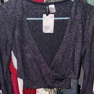 H&M Shimmery Purple Wrap Crop Top